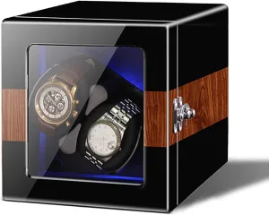 Most Watches (A 2 Watch ongoing innocence miniature Watch Winder Automatic Watch Winder for 2/4/6/8/12 Watches Self-Winding Mechanical Watch Dustproof Box Watches Rotation Storage Case with Quiet Motor and Dual Power Supply for 