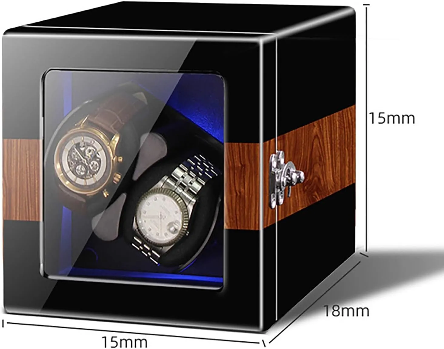 Most Watches (A 2 Watch ongoing innocence miniature Watch Winder Automatic Watch Winder for 2/4/6/8/12 Watches Self-Winding Mechanical Watch Dustproof Box Watches Rotation Storage Case with Quiet Motor and Dual Power Supply for 
