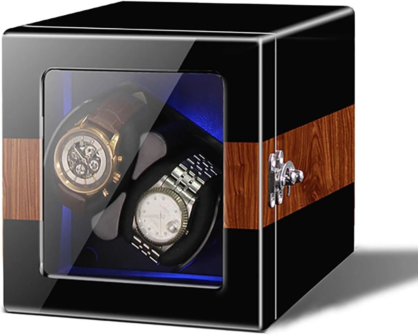 Most Watches (A 2 Watch ongoing innocence miniature Watch Winder Automatic Watch Winder for 2/4/6/8/12 Watches Self-Winding Mechanical Watch Dustproof Box Watches Rotation Storage Case with Quiet Motor and Dual Power Supply for 