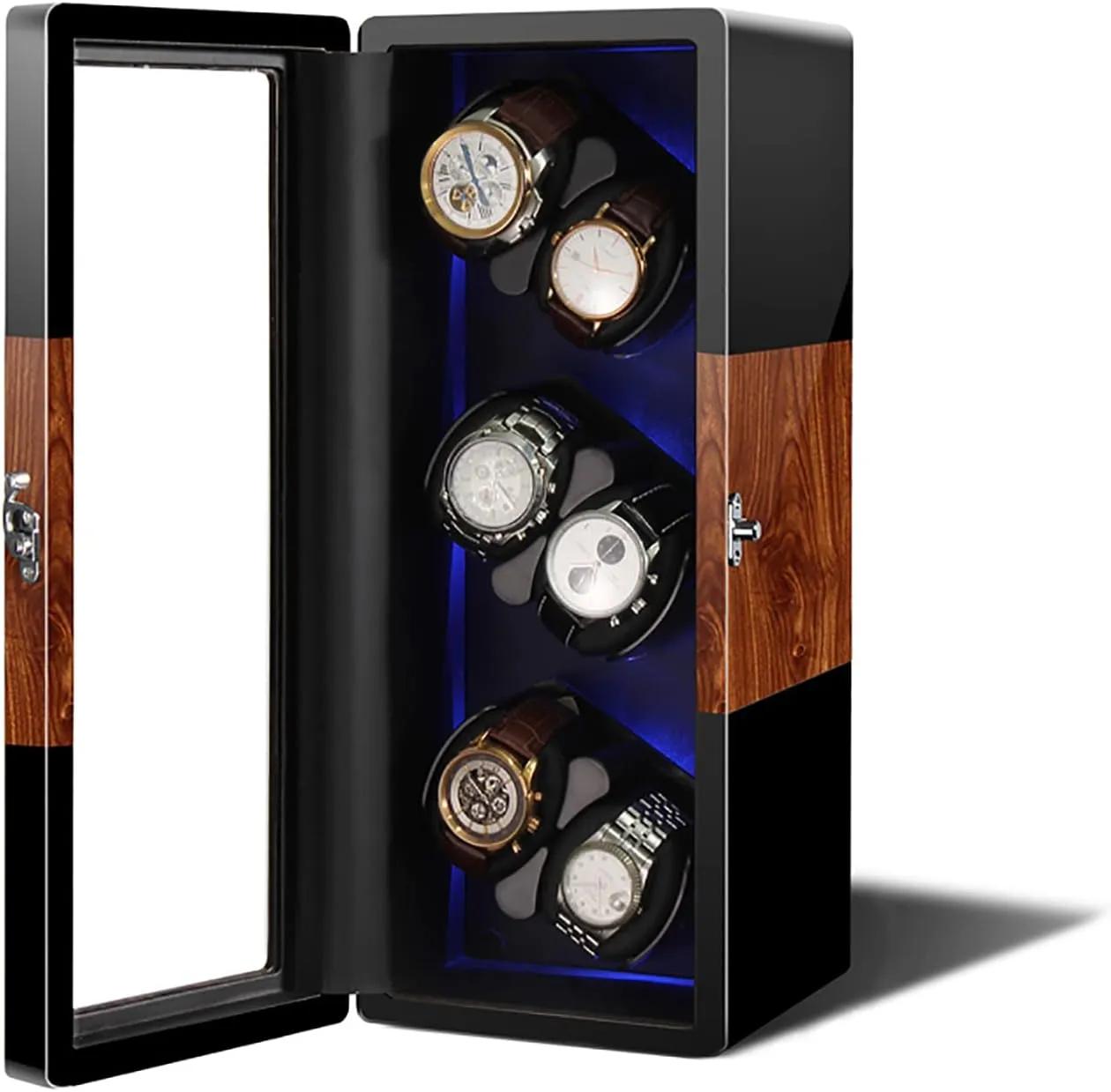 Most Watches,6 watches (6 Watches) Automatic Watch Winder For 2/4/6/8/12 Watches, Self-Winding Mechanical Watch Dustproof Case Box With Quiet Motor And extreme Dual Power Supply For 