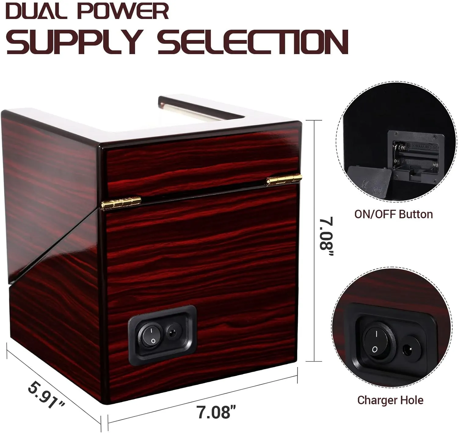 Motor 4 Rotation Mode for Father's Day Gift for Him, Birthday Gift. Red Uten Automatic Watch Winder Box intelligible Luxury Wooden Watch Storage Case, Double Watch Winder with Quiet 