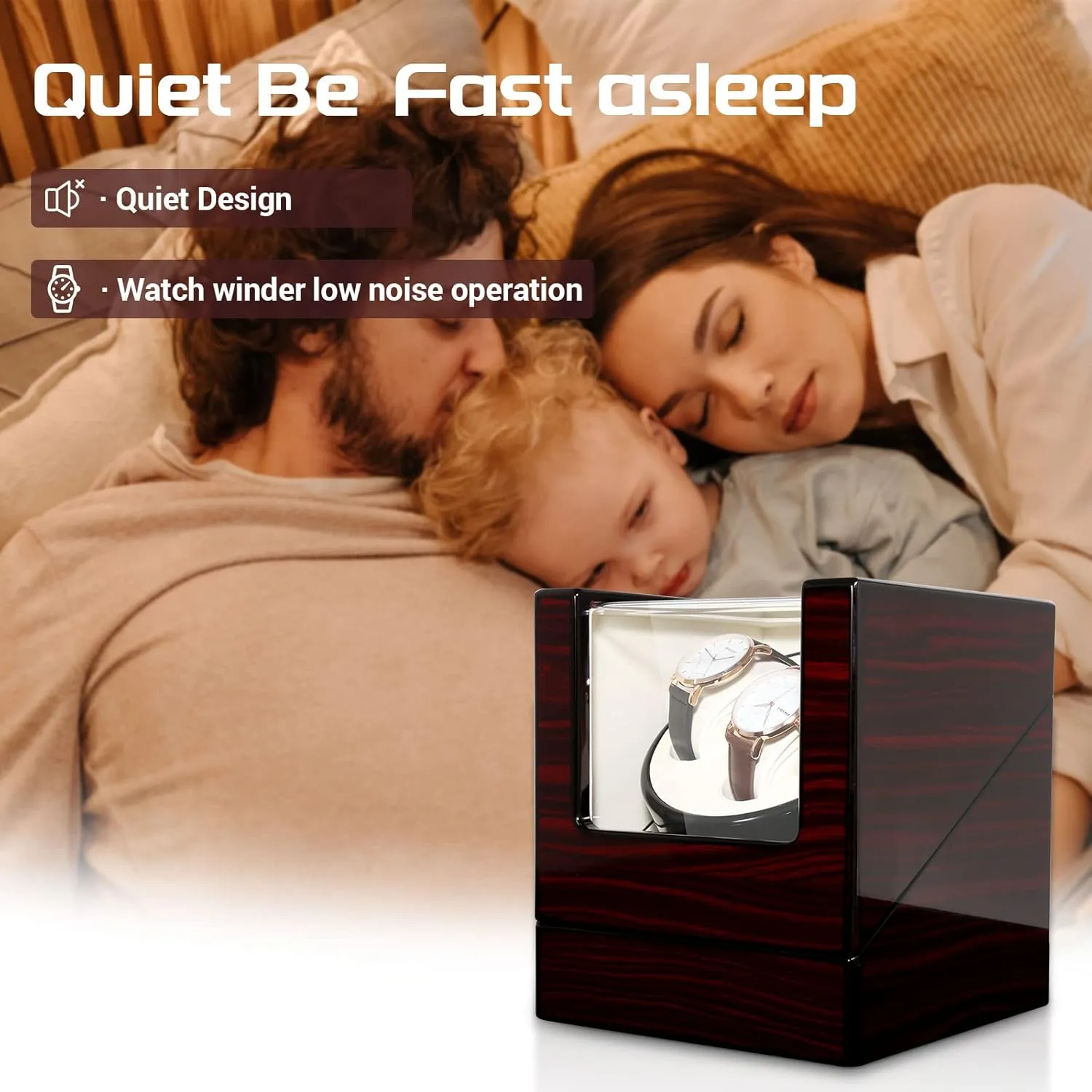 Motor 4 Rotation Mode for Father's Day Gift for Him, Birthday Gift. Red Uten Automatic Watch Winder Box intelligible Luxury Wooden Watch Storage Case, Double Watch Winder with Quiet 