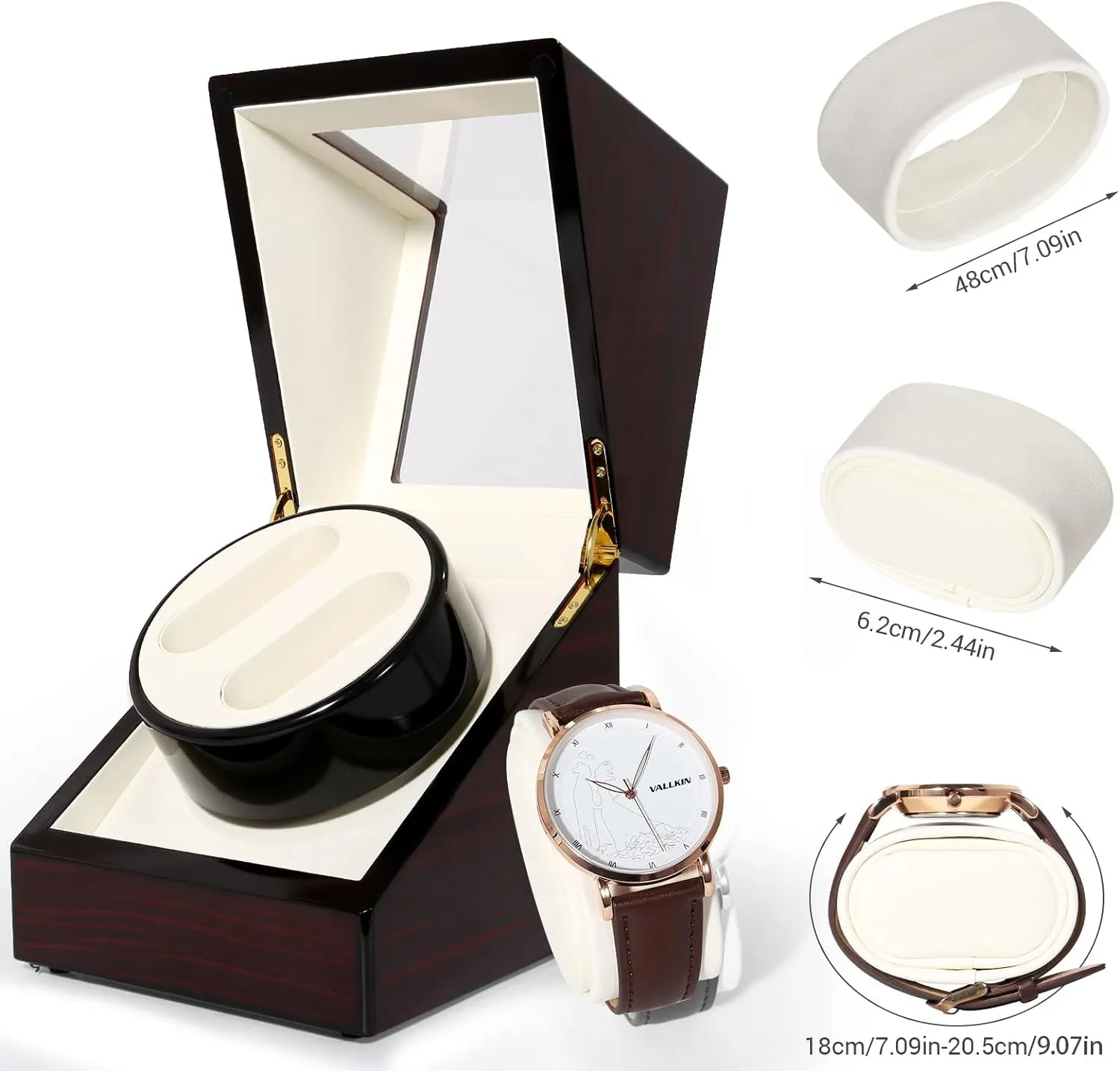Motor 4 Rotation Mode for Father's Day Gift for Him, Birthday Gift. Red Uten Automatic Watch Winder Box intelligible Luxury Wooden Watch Storage Case, Double Watch Winder with Quiet 