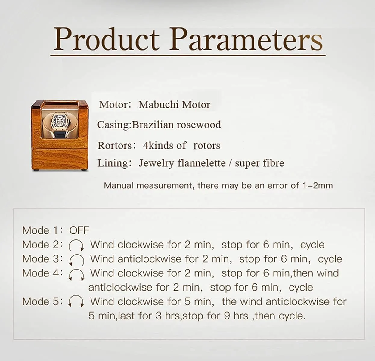 Motor Shaker Holder Automatic Mechanical Watch Winder Box Winding Case Holder Watch Winder Display Watch Box Watch Display Box Wood parcel Watch Winder Storage Organizer Display Casket 