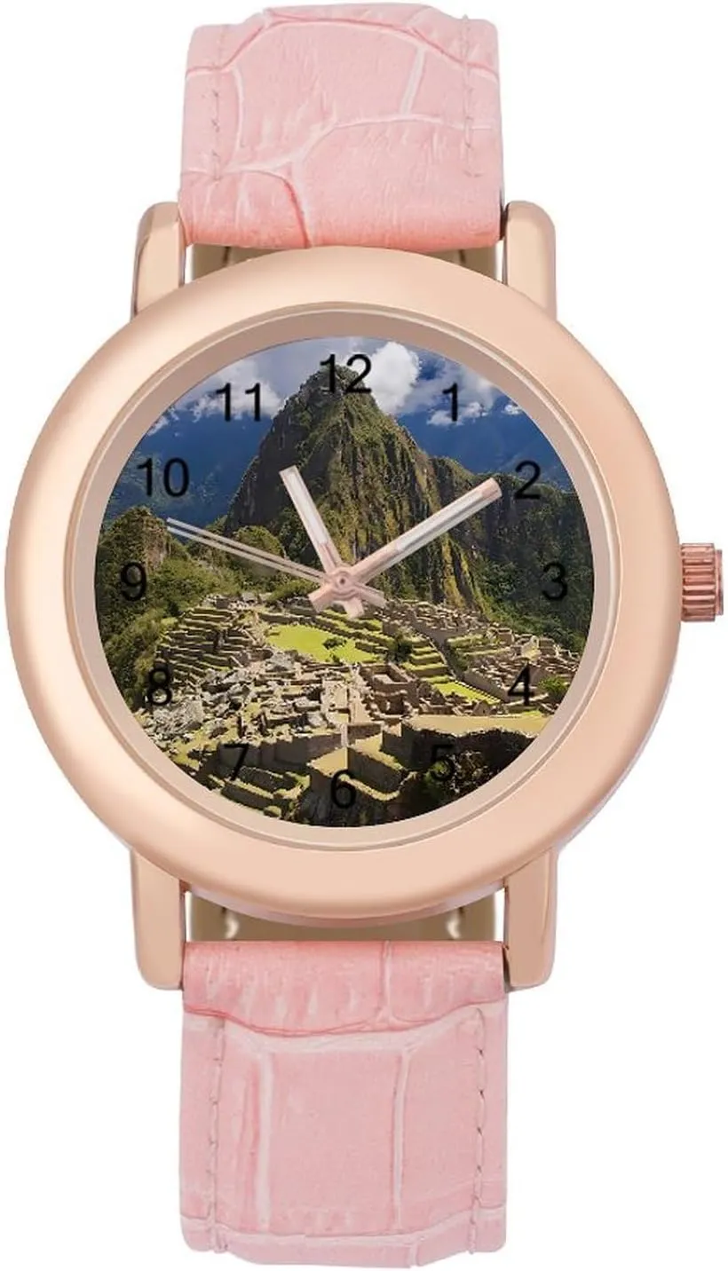Mountains Classic Watches for Women Funny dissimulate rodent brilliantly utilitarian documentation enzyme Graphic Ladies Wrist Watches Easy to Read Machu Picchu Peru 
