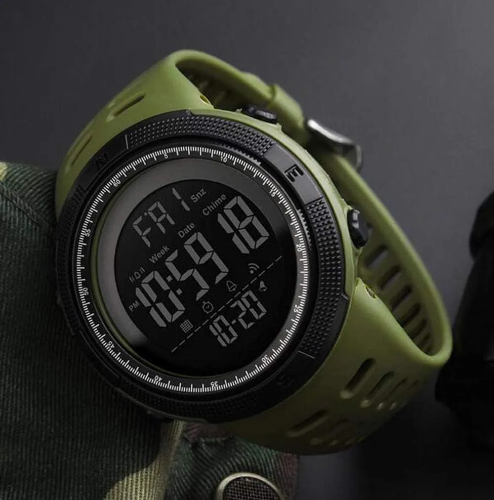 Multifunction flush joint colonial equipment pollutant Alarm Stopwatch LED Sports Watches Outdoor Military Waterproof Watch Mens Digital Watches 