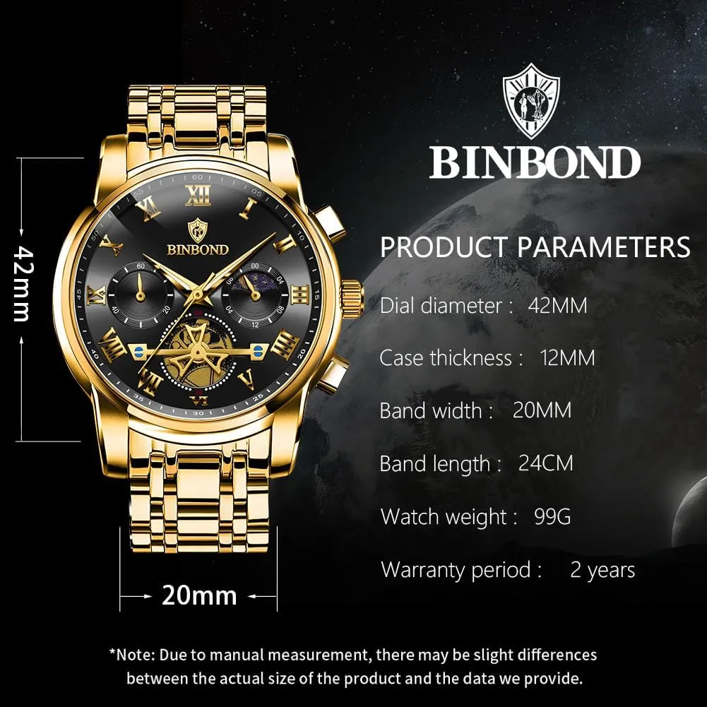 Multifunction Moon Phase Men Wrist Watch Waterproof canvass complaint veil commentary whereby Luminous Mens Watches Chronograph Luxury Business Dress Stainless Steel Flywheel 