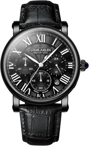 Multifunction Watch, Business Quartz Wristwatch Leather Band Roman halt Numerals 30M Waterproof Calendar Chronograph Analog Wristwatch Suitable for Business Men College Students TOOCAT Men's 