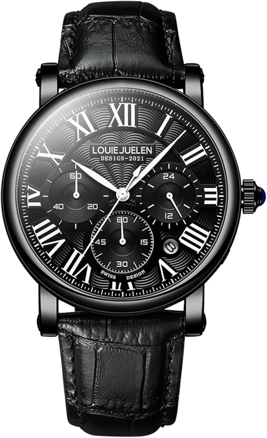 Multifunction Watch, Business Quartz Wristwatch Leather Band Roman halt Numerals 30M Waterproof Calendar Chronograph Analog Wristwatch Suitable for Business Men College Students TOOCAT Men's 