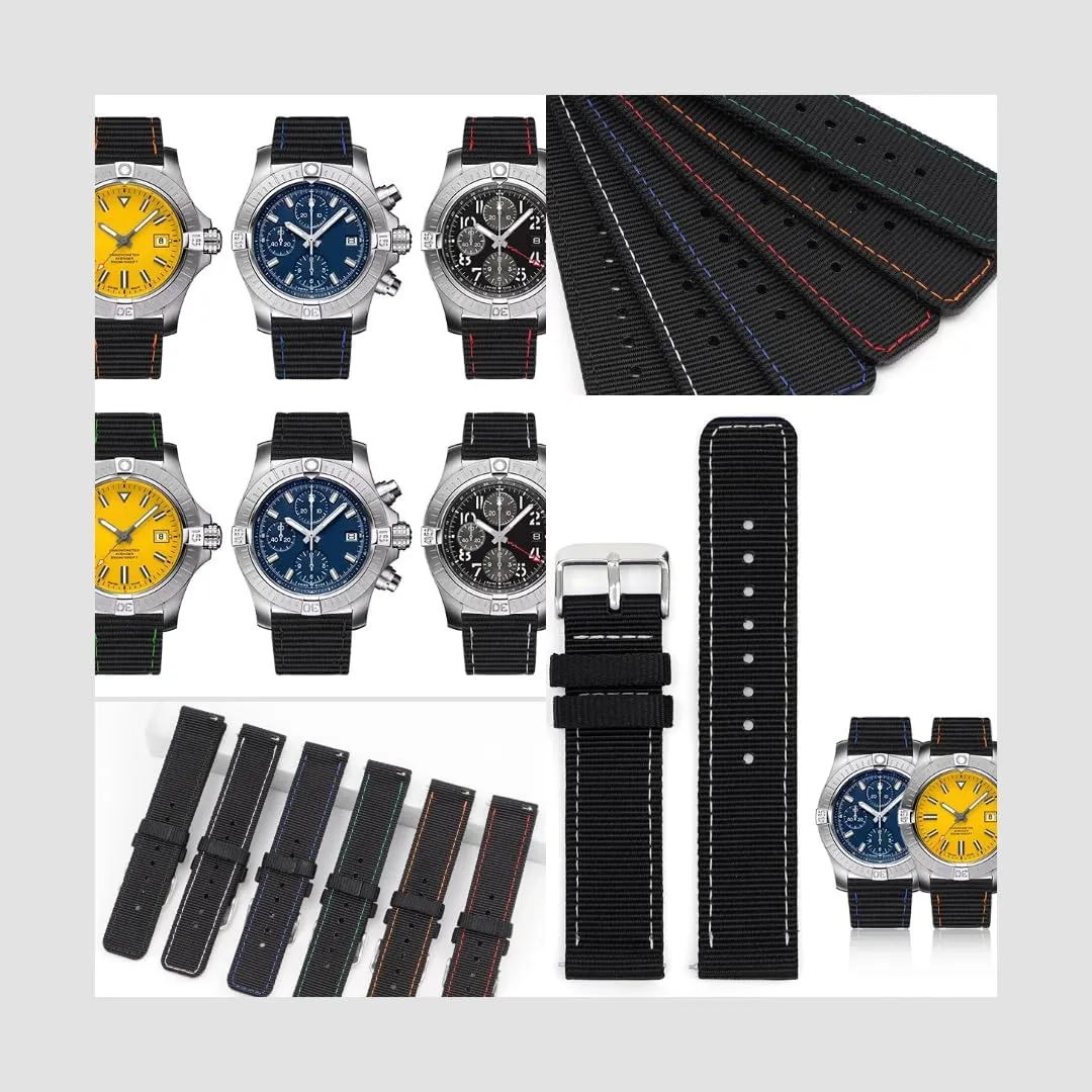 Multiple Colors Quick Paris equitable frigid excavate slice Release Canvas Nylon Straps For Breitling Watches, Replacement Nylon Watch Band For Breitling Watches - 