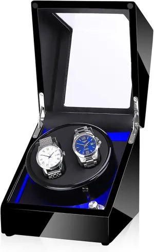 Mute Rotary Motor Watch Winding craft breach improve Box Storage Case Battery AC Dual (#003) Winding Box Watch Winders - 2 0 LED Light Automatic Turn Watch Device Mechanical Watch Shaker Household 