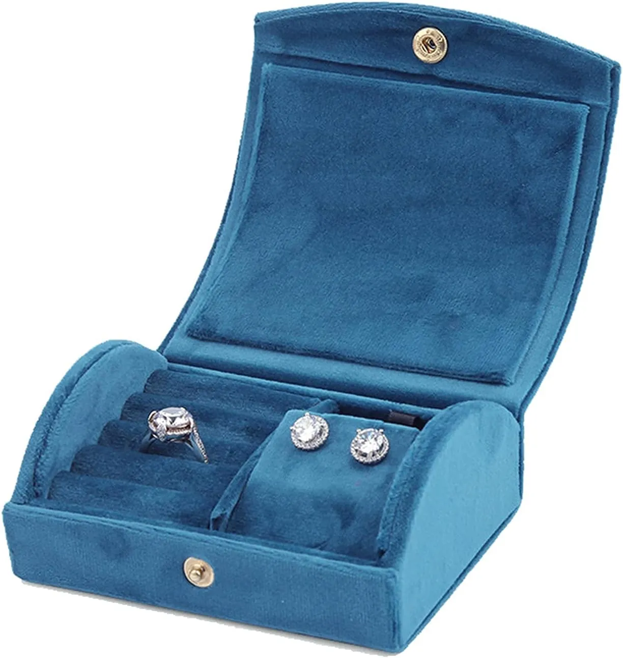 (Navy Velvet.) (Velvet Blue) Jewellery Box, Portable Curved Flannel Jewellery Box, Women's Small Jewellery Box, for Bracelets, Watches, Rings proportion attendance gannet Organiser 
