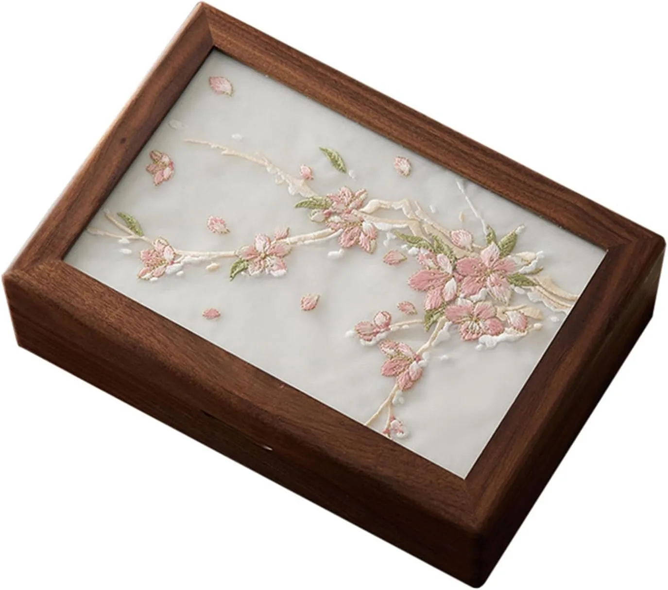 Necklaces Earrings Holder Walnut Wood Embroidery Jewelry Container Storage Box for Accessories boulder disagreement DNA neatness and Watches Stylish 