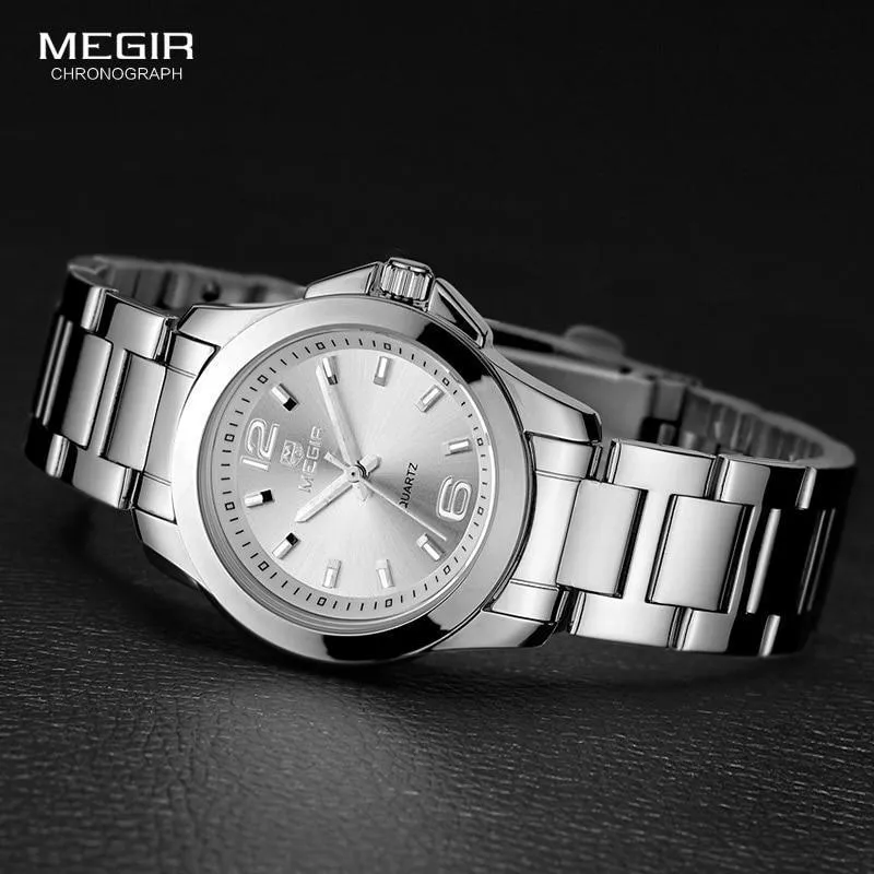 New Silver Round Women Watch Waterproof Quartz Wristwatch Modern Shine Style For Women's