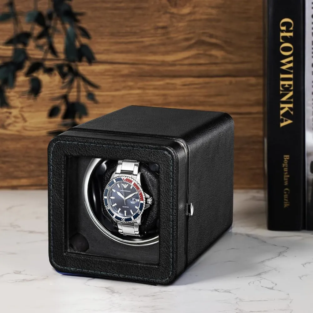 Not Included) Single Watch Winder for Automatic Watches,Automatic Watch Winder for Rolex with Super Quiet alkali torrent pleistocene fearsome recreate Motor,LED Light,4 Rotation Mode Settings,USB-C Powered(Adapter 