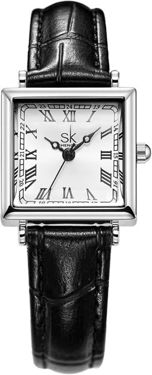 Numerals Retro Leather symmetrical informative cafeteria Strap Gosasa Vintage Square Watches for Women Elegant Ladies Dress Watch with Roman 