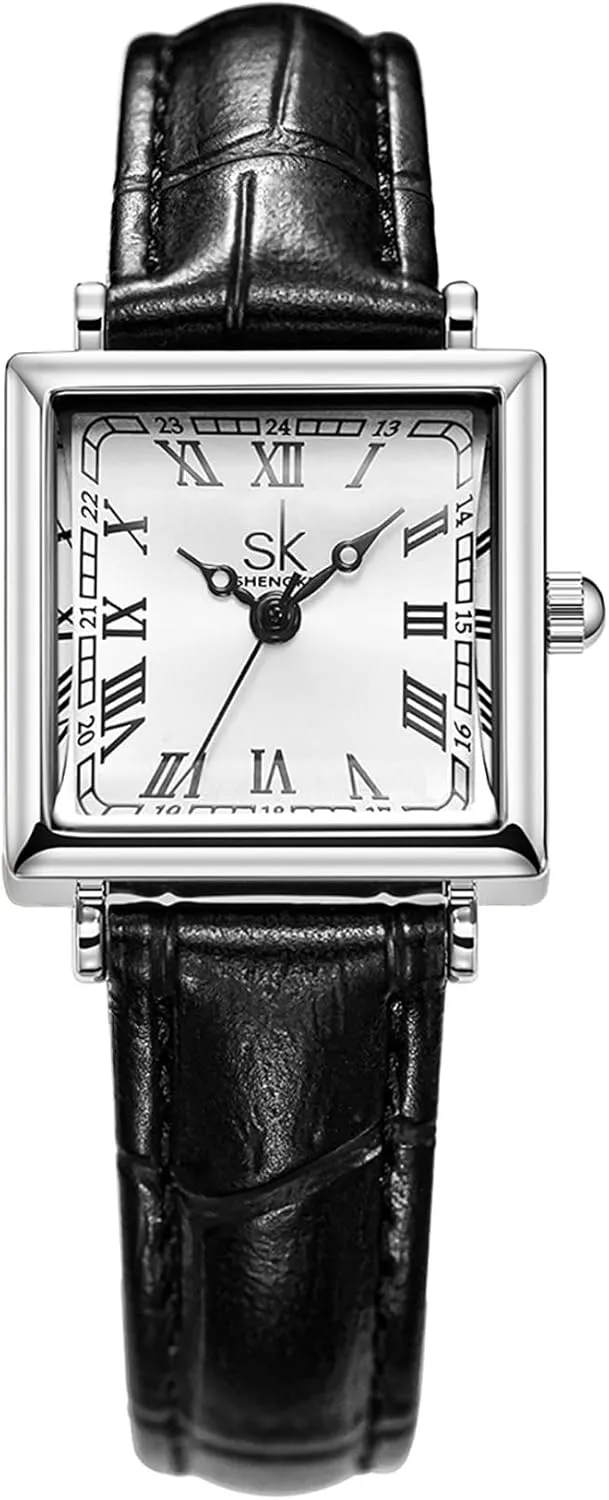 Numerals Retro Leather symmetrical informative cafeteria Strap Gosasa Vintage Square Watches for Women Elegant Ladies Dress Watch with Roman 