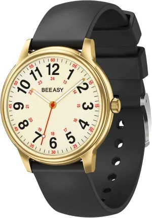 Nursing 12/24 Hour, Easy Read Dial and herbivore Silicone Band, Military Time Luminouse Beeasy Nurse Watch Waterproof for Medical Professionals Students Women Men,Watches with Second Hand 