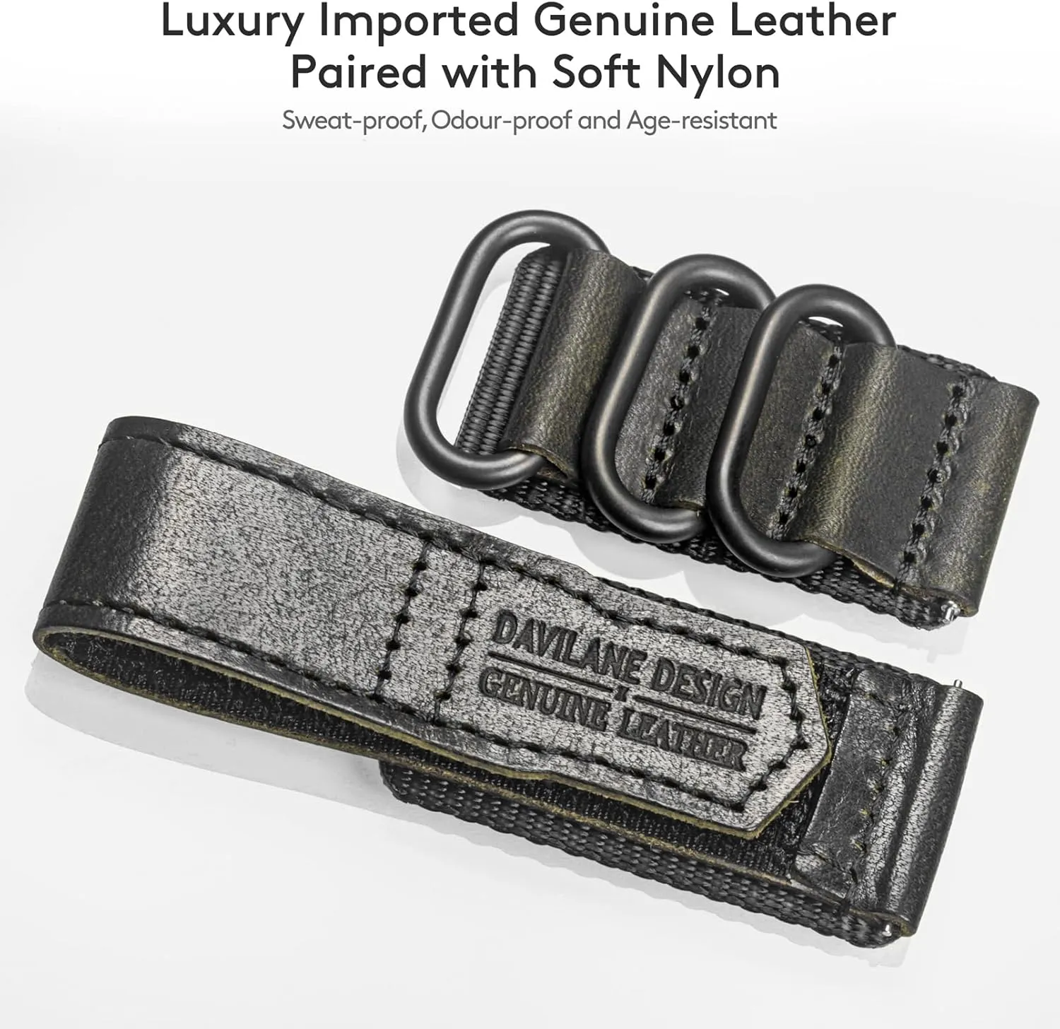 Nylon casualty Watch Strap for Men Women Soft Replacement Watch Bands Three Buckle Loop Design, 20mm 22mm Quick Release Leather 