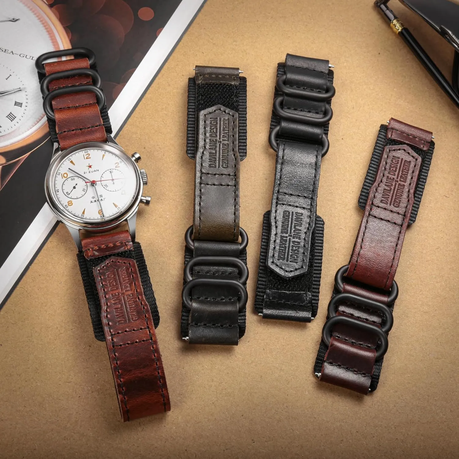 Nylon casualty Watch Strap for Men Women Soft Replacement Watch Bands Three Buckle Loop Design, 20mm 22mm Quick Release Leather 