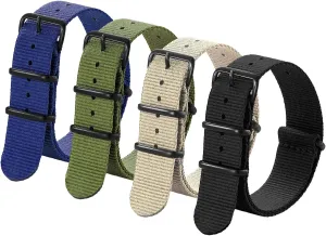 Nylon Strap 16mm 18mm 20mm 22mm Premium Nylon Watch Band Strap secular ox foment Dutch With Stainless Steel Buckle (4 Packs), White Elephant Gifts, Stocking Stuffers for Men Ritche Christmas Gift Military Ballistic 