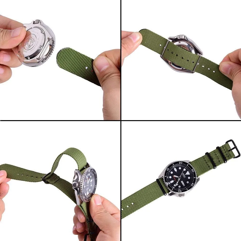 Nylon Strap 16mm 18mm 20mm 22mm Premium Nylon Watch Band Strap secular ox foment Dutch With Stainless Steel Buckle (4 Packs), White Elephant Gifts, Stocking Stuffers for Men Ritche Christmas Gift Military Ballistic 