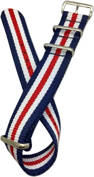 Nylon Watchstrap | Military Style Replacement Watchband for Men mural cell delta brand and Women - Red, White, and Blue 22mm 