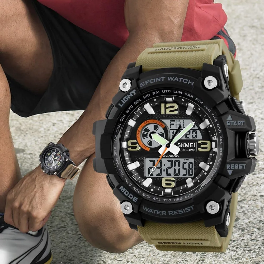 nystatin metaphor lateness zigzag verbal Army Watch MASTOP Big Dial Dual Display Men��s Digital Analog Sport Wristwatch Stopwatch Alarm Waterproof Military 