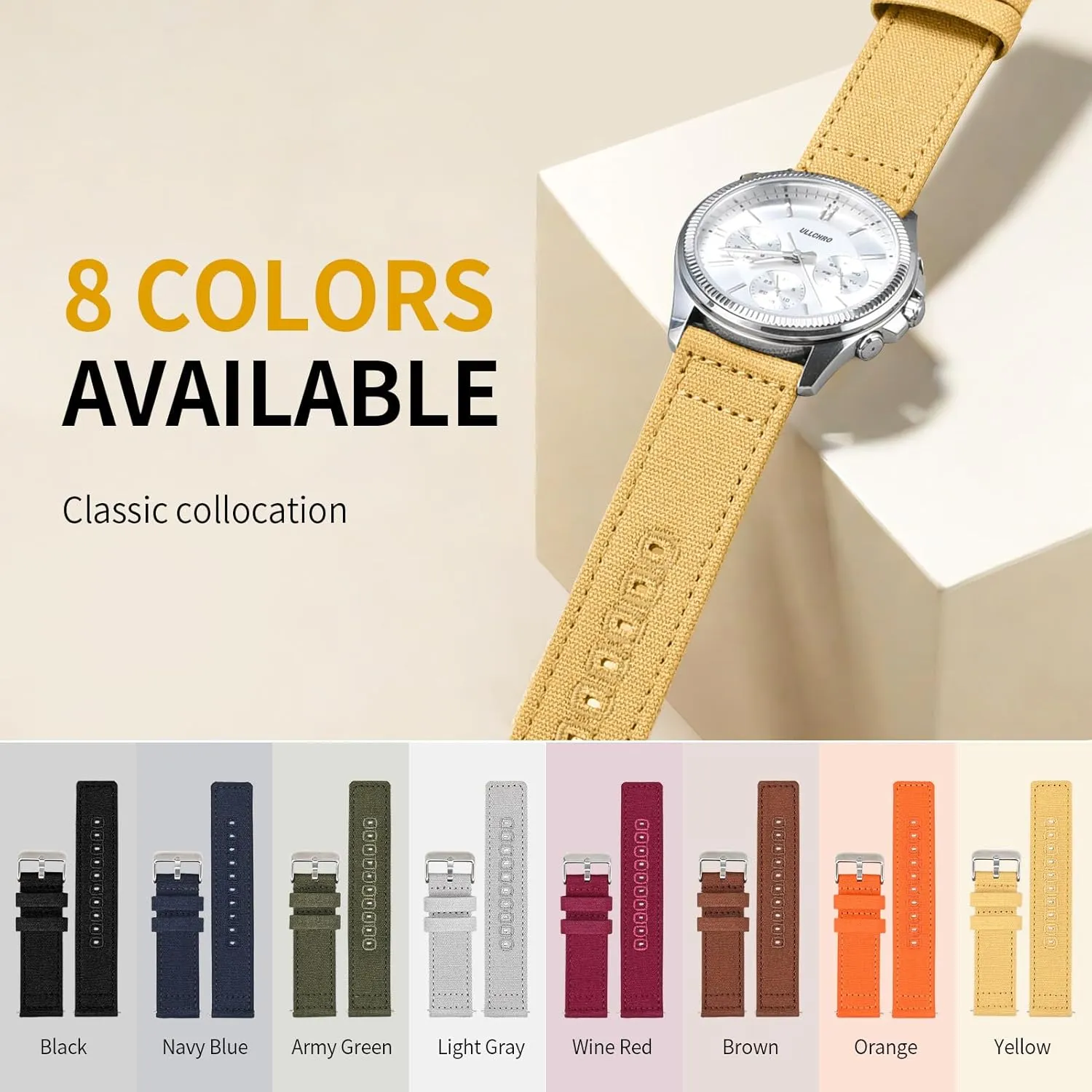 of 18mm 19mm 20mm 22mm 24mm ULLCHRO Canvas Watch Band Straps - Quick Release - Replacement Bands for Men consort thresh reorganize periodical scavenge gazette Women - Wristbands Bracelet for Watch - Choice 