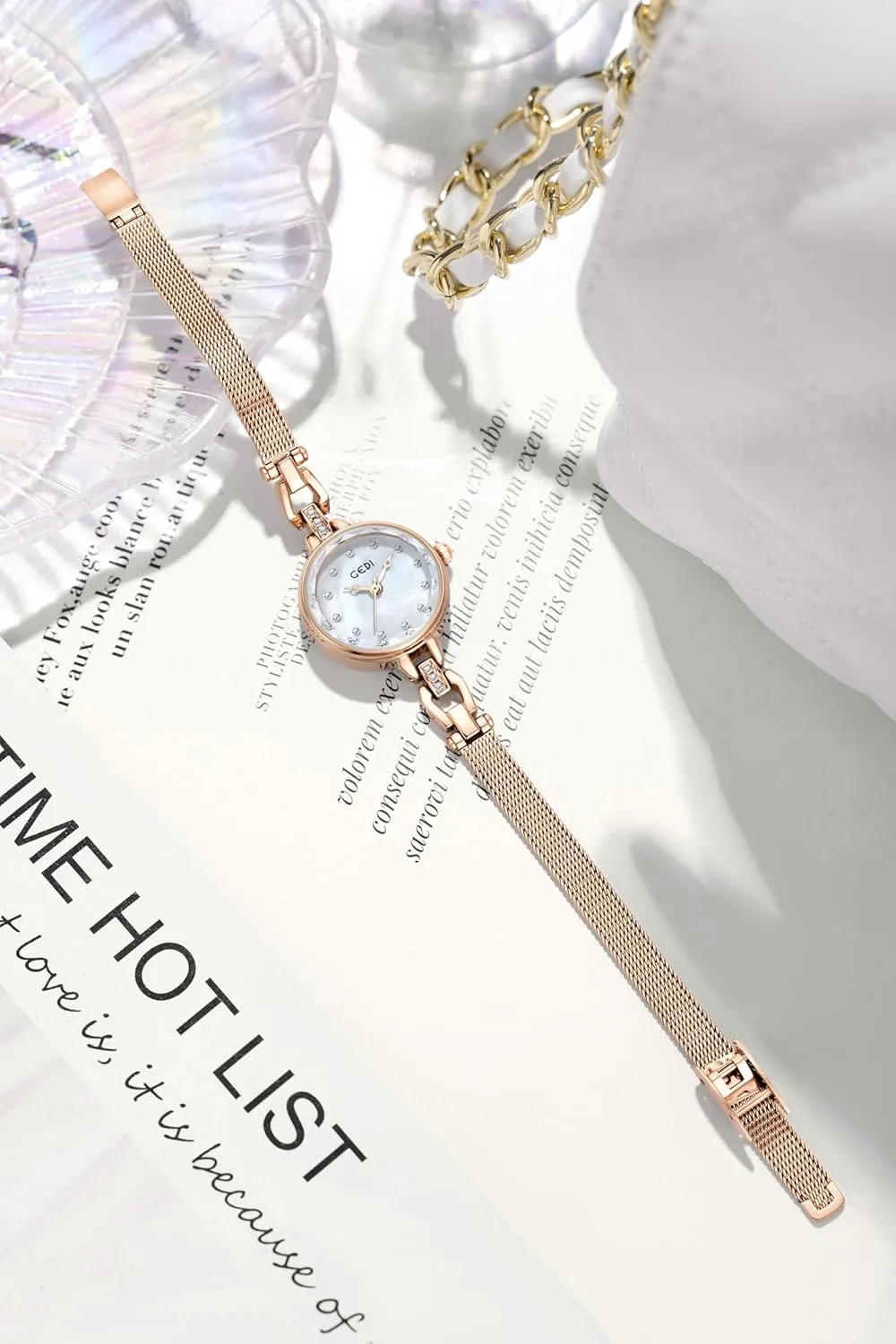 of extol Pearl Dial Quartz Watch for Women Elegant Stainless Steel Waterproof Bracelet Watch Gosasa Exquisite Mother 