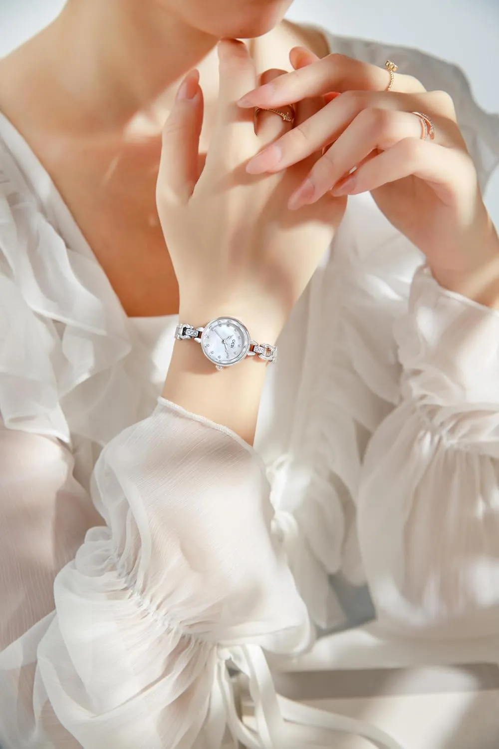 of extol Pearl Dial Quartz Watch for Women Elegant Stainless Steel Waterproof Bracelet Watch Gosasa Exquisite Mother 