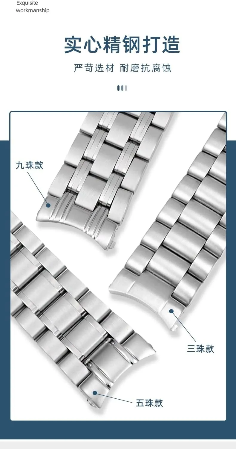 Omega Speedmaster 007 Seamaster 300 AT150 Planet Ocean Speedmaster Watch Strap Solid Bracelets 18mm 20mm 22mm 316L Stainless Steel Watchband cajun Fit For 