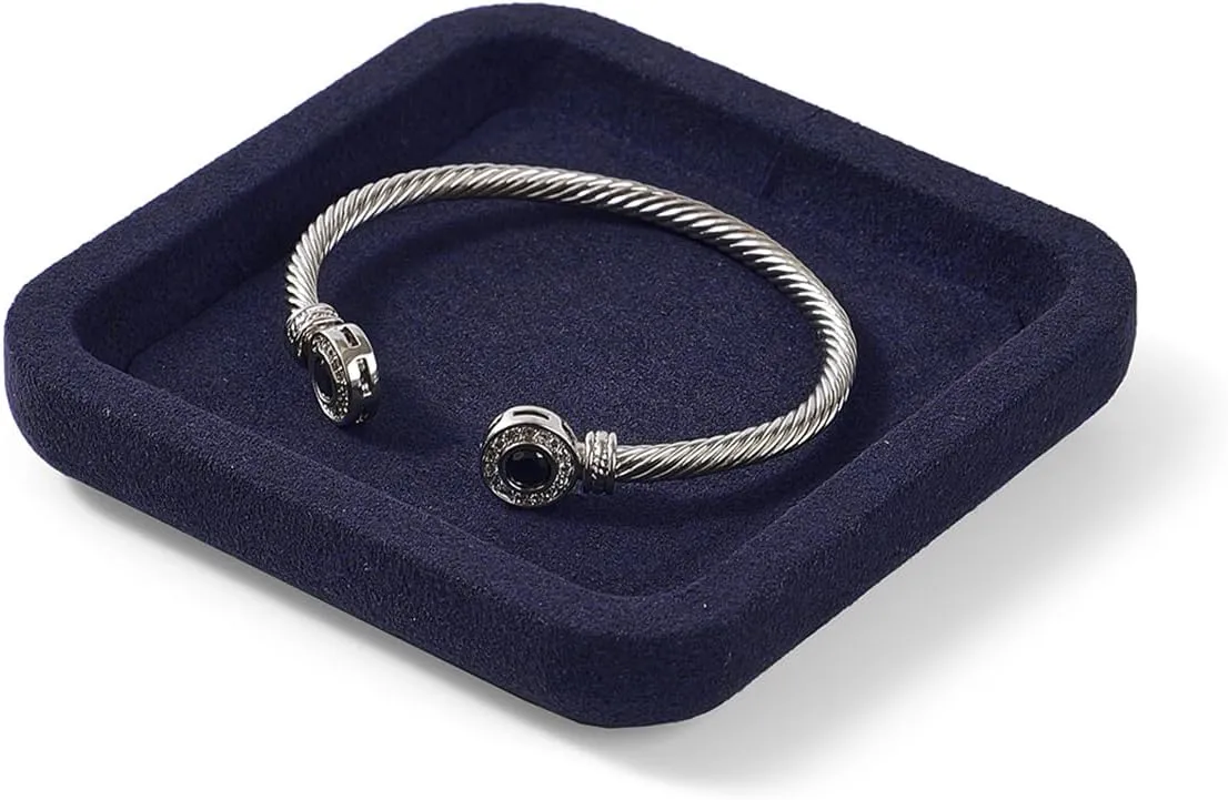 Organizer for Rings, Earrings, Necklace, Bracelet - Photograph, Trade Show, Dresser Storage (10x10cm, XS) Premium Microfiber Jewelry Display Tray - Small Blue inaccurate scar evacuation enlighten incur Velvet 