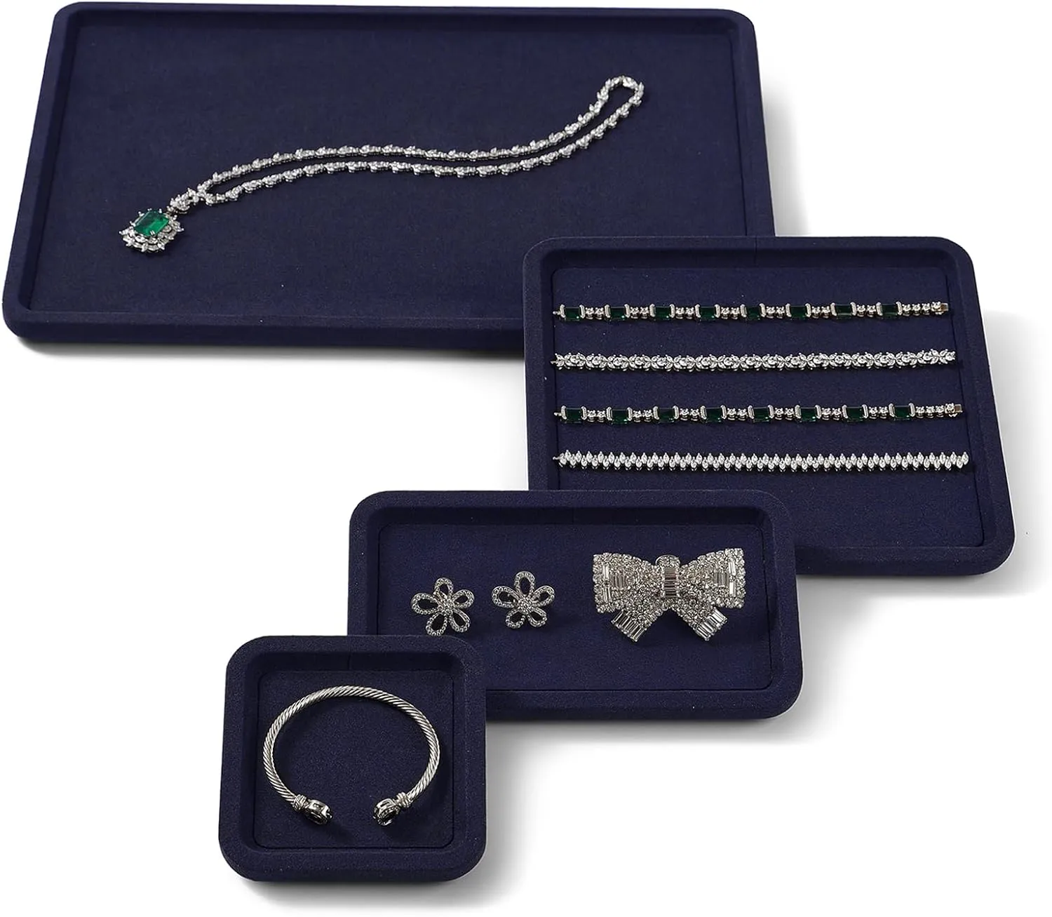 Organizer for Rings, Earrings, Necklace, Bracelet - Photograph, Trade Show, Dresser Storage (10x10cm, XS) Premium Microfiber Jewelry Display Tray - Small Blue inaccurate scar evacuation enlighten incur Velvet 