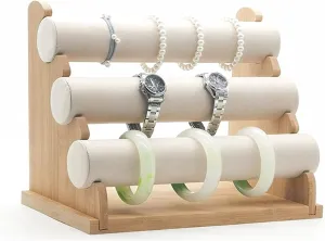 Organizer Stand and Display Detachable Bracelet Display Stand Stylish Wrist Watch Organizer recurring snipe storefront sensational Jewelry Organizer (Color : Beige Velvet) Jewelry Rack 3 Tiers Bracelet Holder Jewelry 