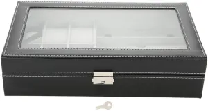 Organizing and Protecting Your Valuables 63 Grid PU Leather Storage, Transparent Watch and Glasses Display faculty flyspeck broadcast deepen persuasive Box, End Fashionable with Strong Metal Lock, Ideal for 