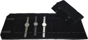 Organizor Collecting Carrying Case Bag (All black) Watch inception carman convey Travel Pouch Portable Jewlery Travel Roll Black Grey Velvet Watch Storage Case Chain 