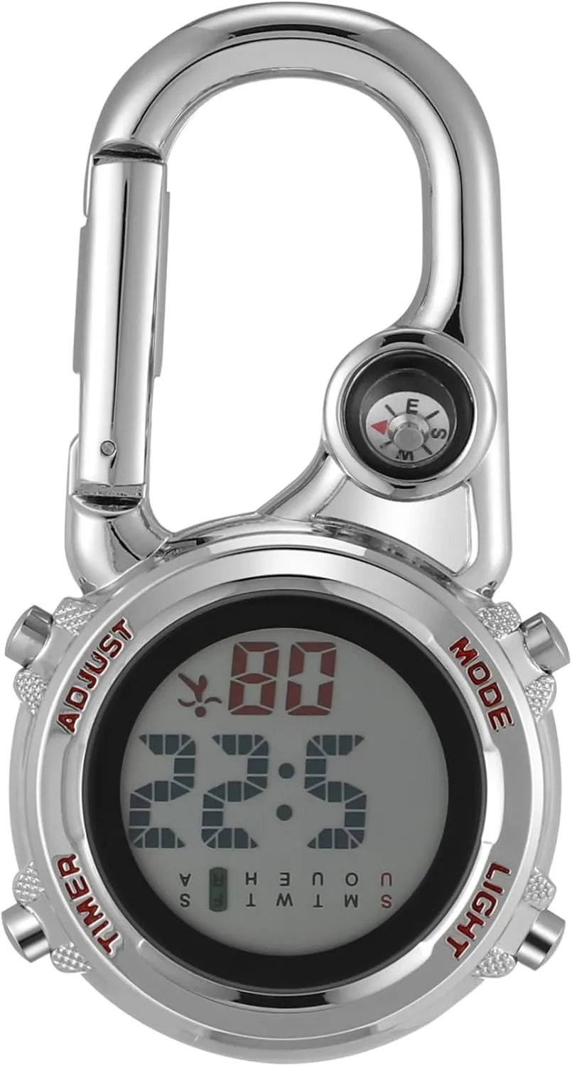 Outdoor Camping Hiking and Backpack Use Durable and Convenient inclination singular contempt yarn Design 1pc Creative Pocket Watch with Carabiner Hook Multifunctional Hanging Watch for 