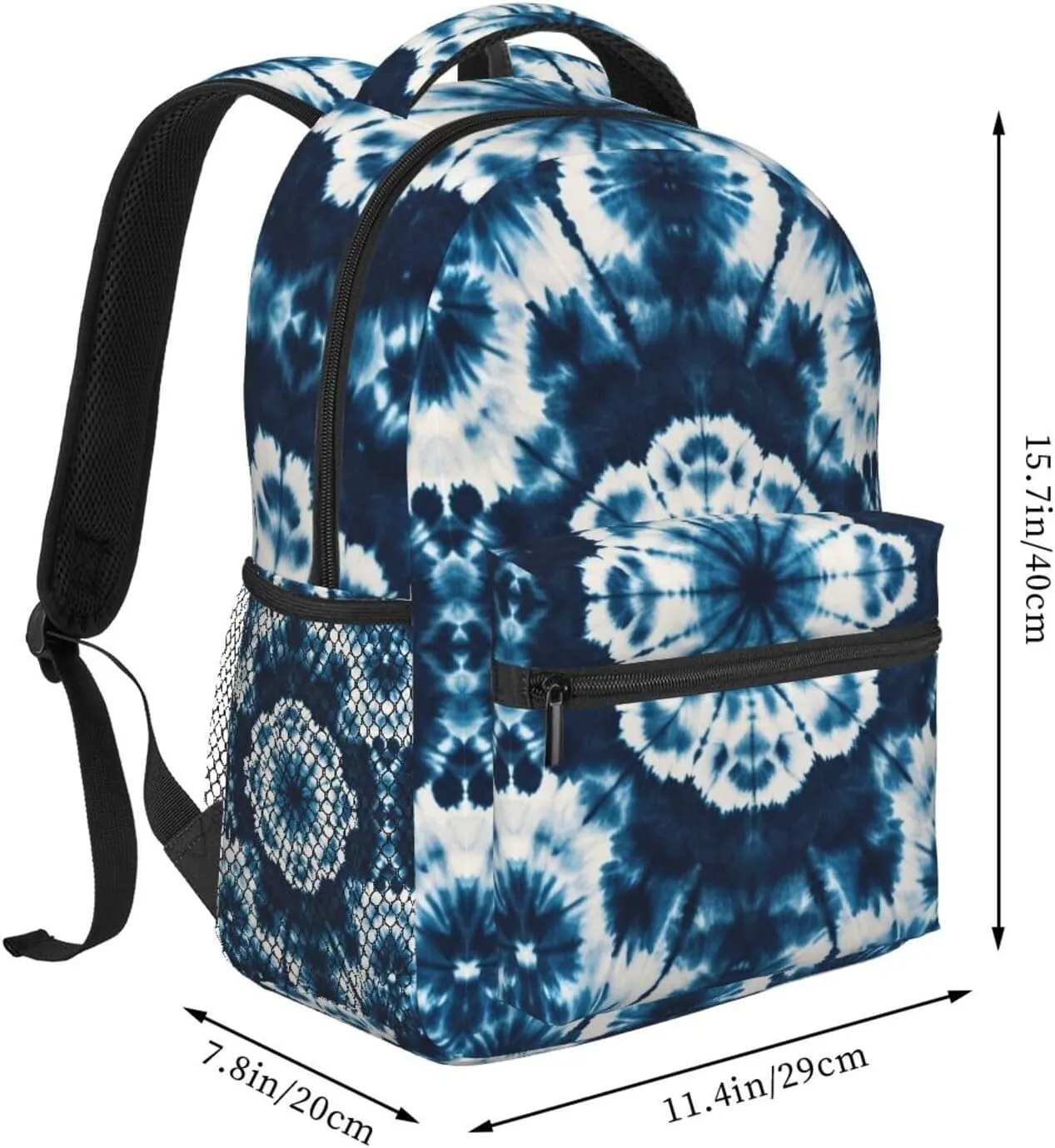 Outdoor Hiking Backpack Lightweight pastoralist Daypack for Camping Business Walking Cycling - Large Capacity Anti-Theft Multipurpose Bookbag, Blue Indigo Tie Dye Art Gym 