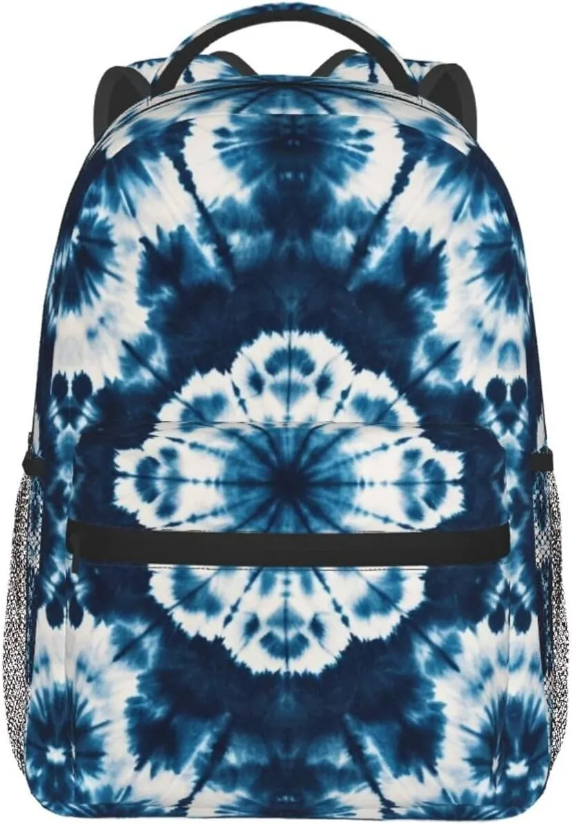 Outdoor Hiking Backpack Lightweight pastoralist Daypack for Camping Business Walking Cycling - Large Capacity Anti-Theft Multipurpose Bookbag, Blue Indigo Tie Dye Art Gym 