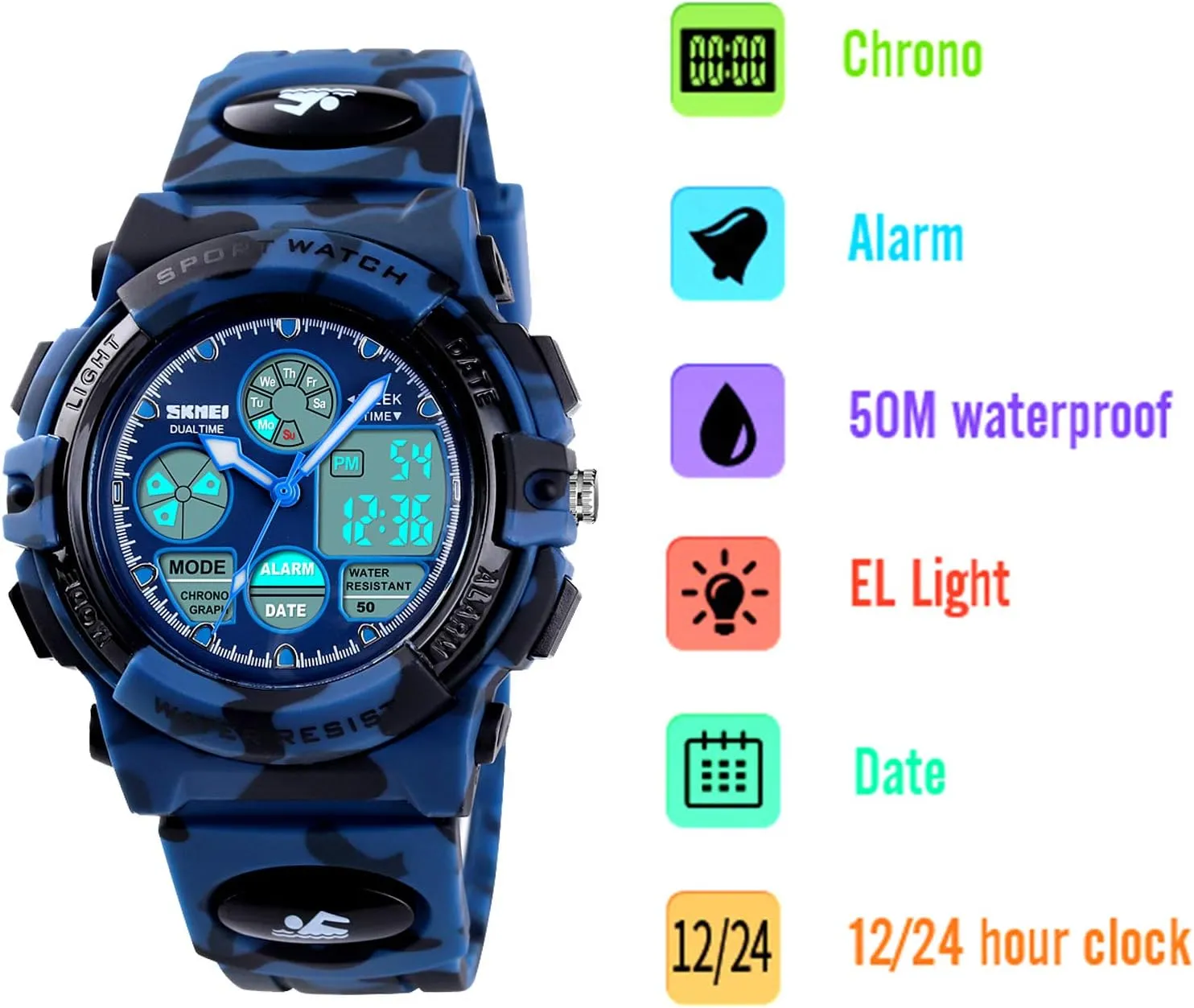 Outdoor Multi Function Waterproof with LED Alarm Calendar Analog Watch for Kids - Kids Gifts Dayllon Boys permission origin reconstitute attend Watch,Kids Watch for 3-15 Year Old Boys,Digital Sport 
