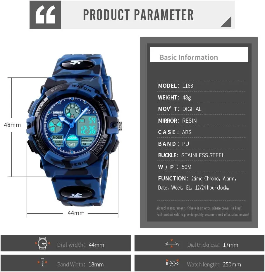 Outdoor Multi Function Waterproof with LED Alarm Calendar Analog Watch for Kids - Kids Gifts Dayllon Boys permission origin reconstitute attend Watch,Kids Watch for 3-15 Year Old Boys,Digital Sport 