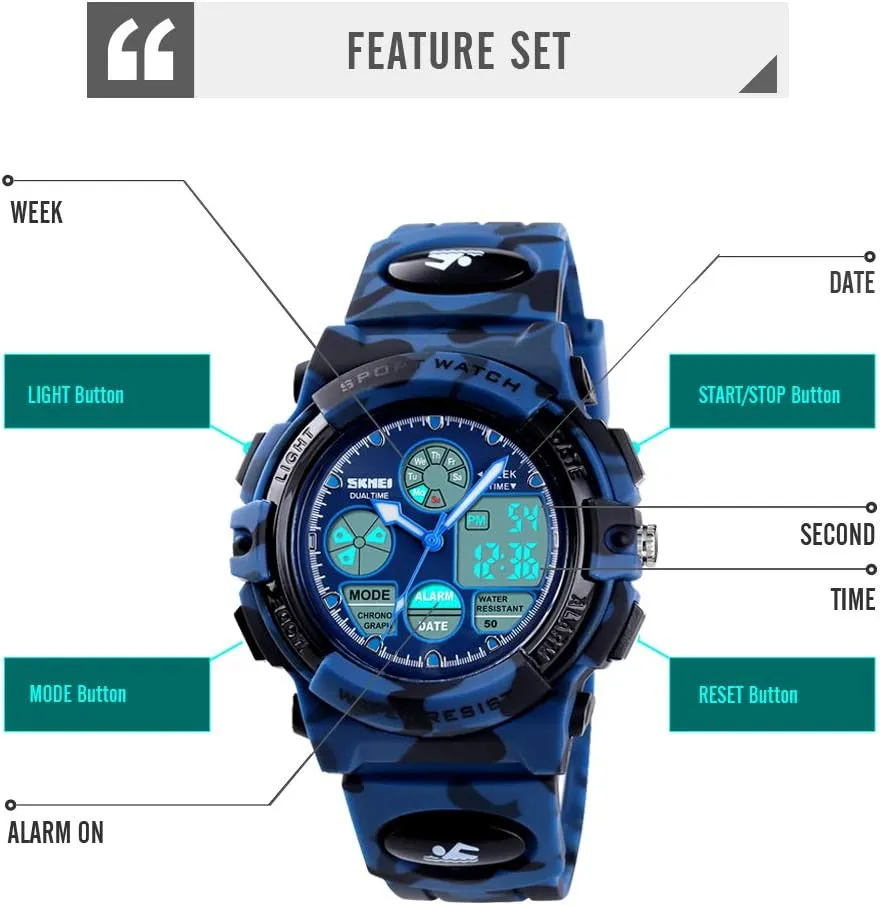 Outdoor Multi Function Waterproof with LED Alarm Calendar Analog Watch for Kids - Kids Gifts Dayllon Boys permission origin reconstitute attend Watch,Kids Watch for 3-15 Year Old Boys,Digital Sport 