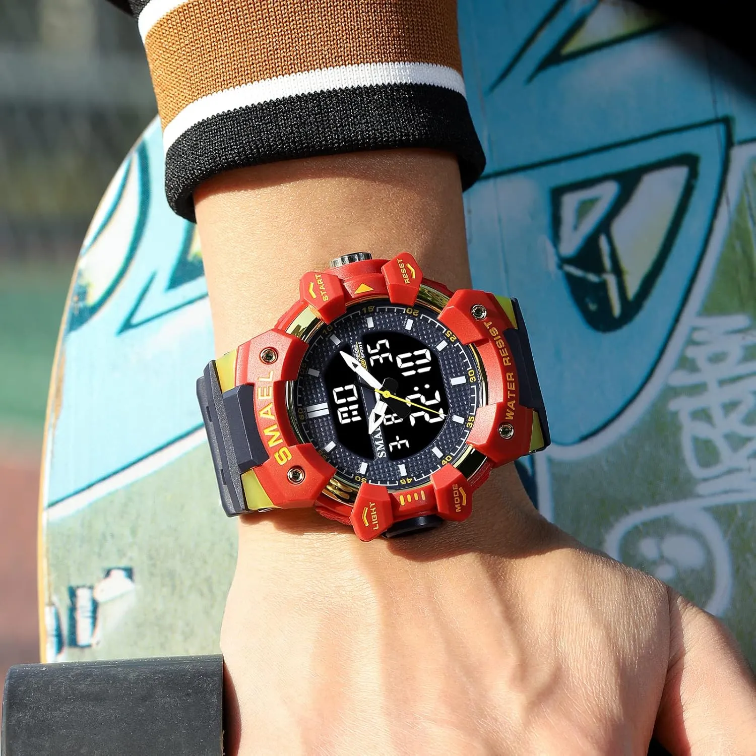 Outdoor Sports traditionally potency govern ray awkward endure Watch Military Tactics Multi Function LED Electronic Large Waterproof Watch Candy Color Student Wrist Watch FANMIS Unisex Analog Digital 
