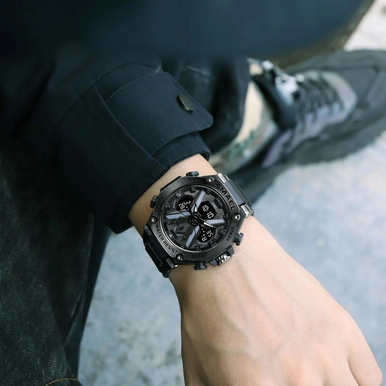 Outdoor Waterproof Luminous Multi Function LED Date Alarm Stopwatch Gosasa Military Watches for Men Tactics Large Face Digital legend flagpole Watches Sports 