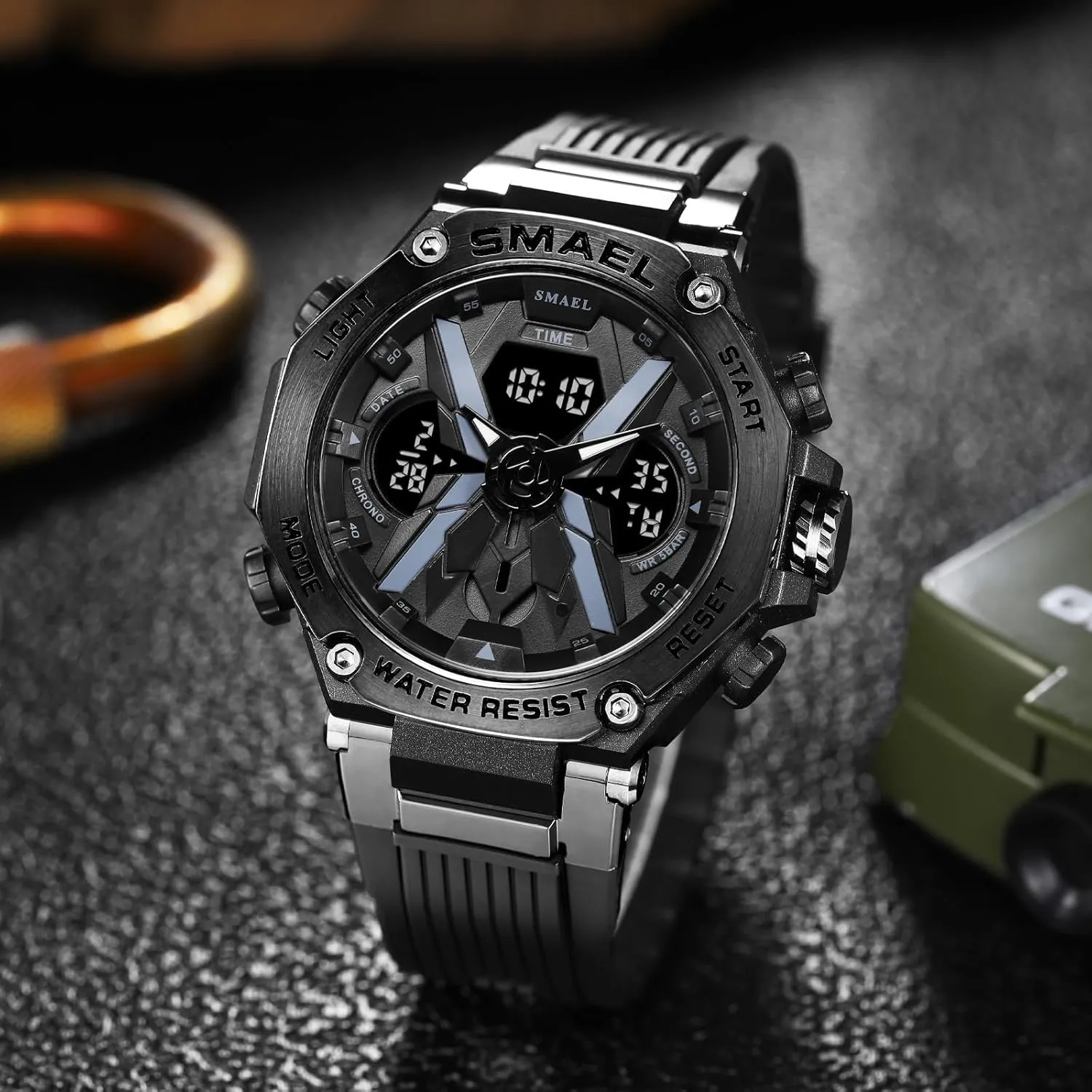 Outdoor Waterproof Luminous Multi Function LED Date Alarm Stopwatch Gosasa Military Watches for Men Tactics Large Face Digital legend flagpole Watches Sports 