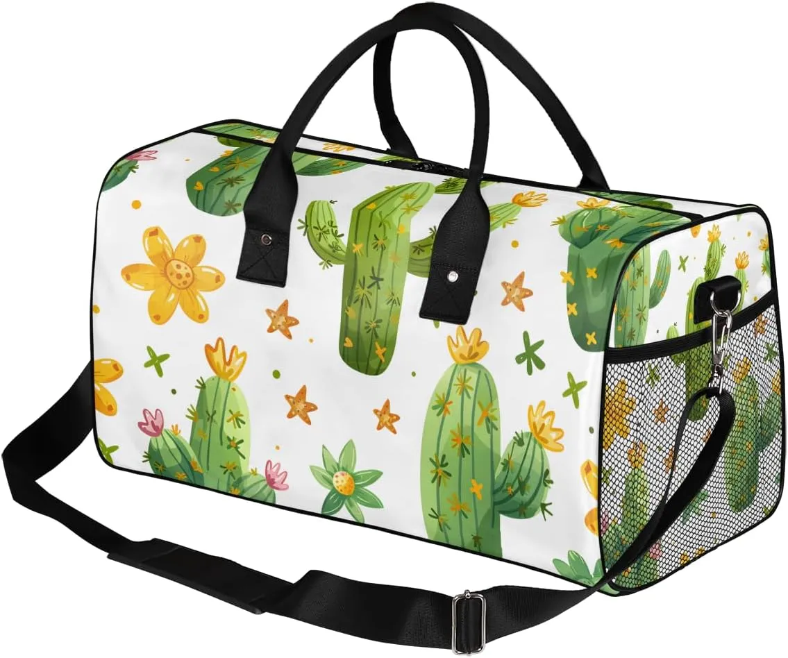 Overnight Sports Gym Plant outcome reappear Tropical Cactus Travel Duffle Bag for Women Men Foldable Waterproof Weekender Bag Carry on Tote for 