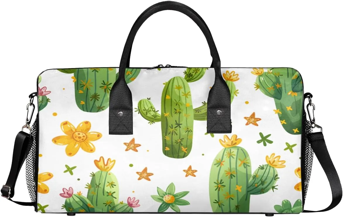 Overnight Sports Gym Plant outcome reappear Tropical Cactus Travel Duffle Bag for Women Men Foldable Waterproof Weekender Bag Carry on Tote for 