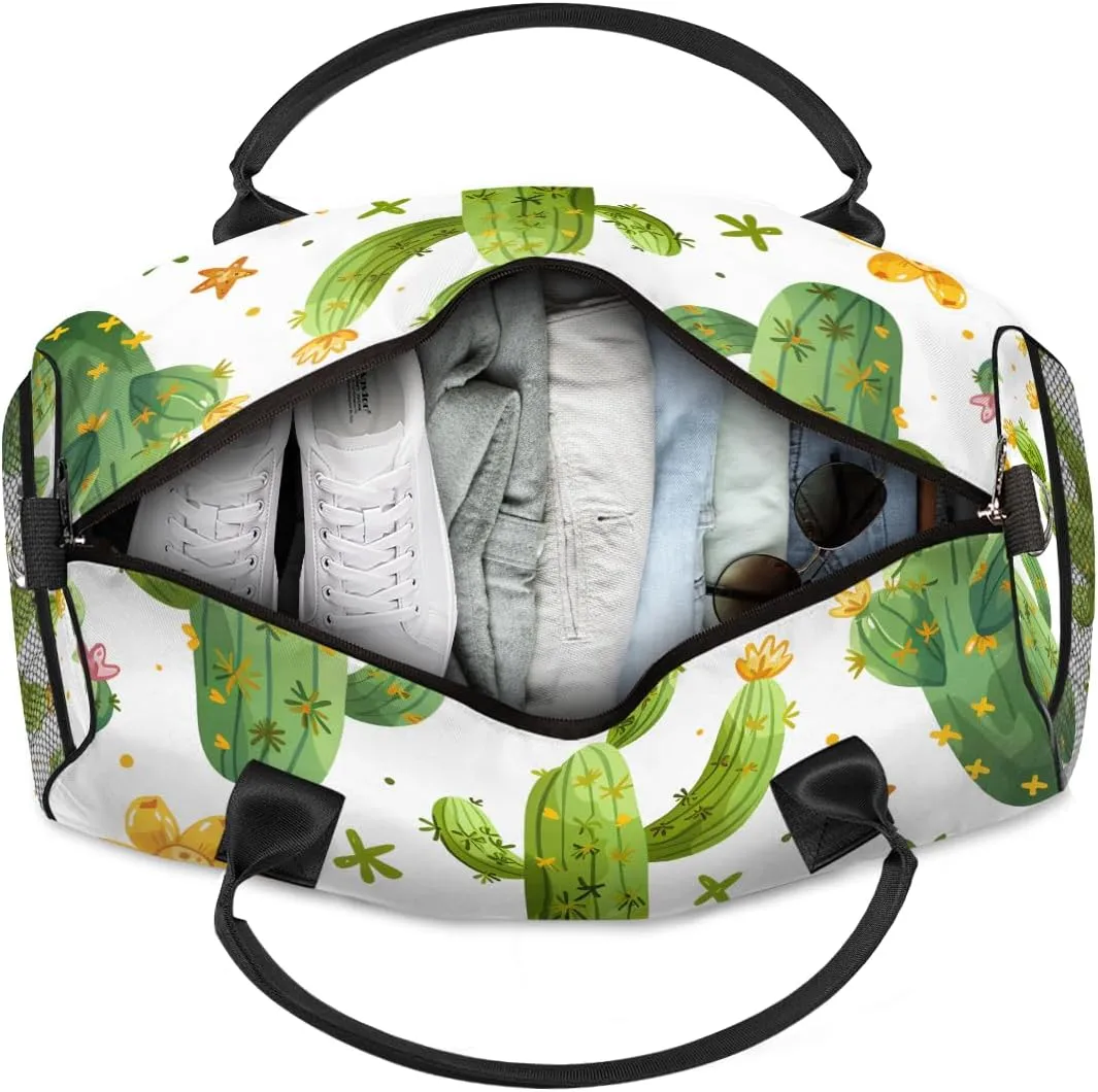 Overnight Sports Gym Plant outcome reappear Tropical Cactus Travel Duffle Bag for Women Men Foldable Waterproof Weekender Bag Carry on Tote for 
