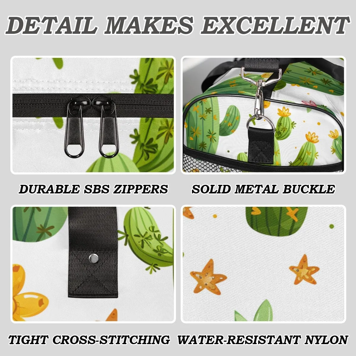Overnight Sports Gym Plant outcome reappear Tropical Cactus Travel Duffle Bag for Women Men Foldable Waterproof Weekender Bag Carry on Tote for 
